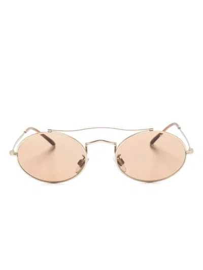 Giorgio Armani Matte Round-frame Sunglasses In Gold