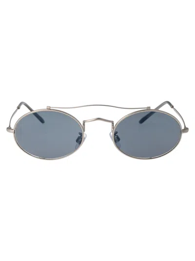 Giorgio Armani Matte Silver Metal Sunglasses In Gray