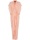 Giorgio Armani Maxi Dress With Draped Front In Pink