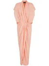 Giorgio Armani Maxi Dress With Draped Front In Pink