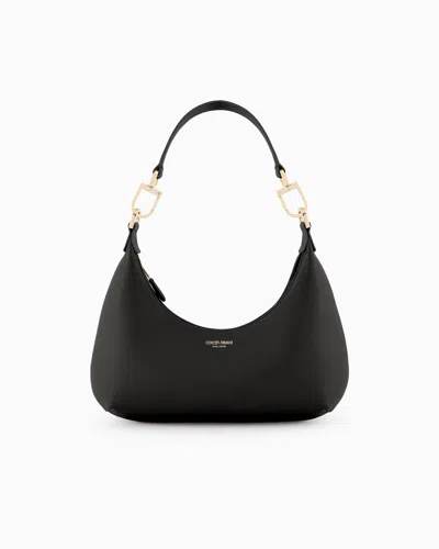 Giorgio Armani Medium La Prima Nappa-leather Hobo Bag In Black