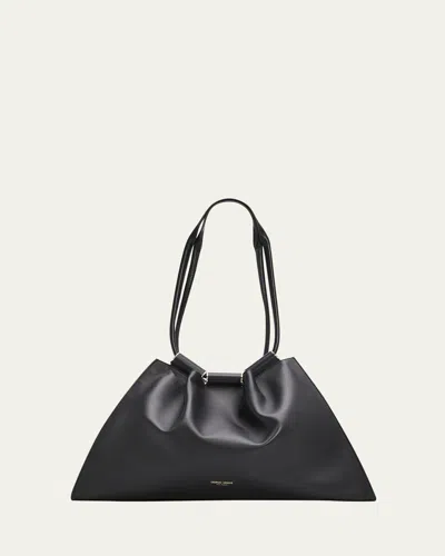 Giorgio Armani Medium Lamb Leather Shopper Tote Bag In Black