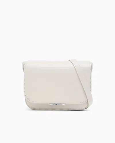 Giorgio Armani Medium Leather Shoulder Bag In White