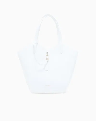 Giorgio Armani Medium Pebbled Leather Handbag In White