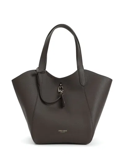 GIORGIO ARMANI MEDIUM PEBBLED-LEATHER TOTE BAG
