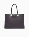 Giorgio Armani Medium Shopper Bag In Leather In Brown