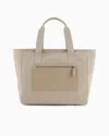 Giorgio Armani Medium Shopper Bag In Nylon And Pebbled Leather In Beige