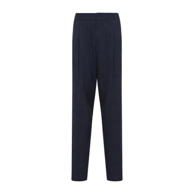 Giorgio Armani Melange Blue Wool Blend Pant