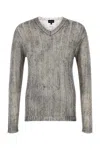 Giorgio Armani Melange Grey Mohair Blend Sweater In Gray