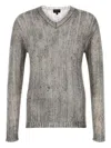 Giorgio Armani Melange Grey Mohair Blend Sweater In Gray