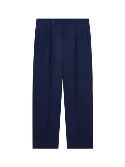 Giorgio Armani Trousers Oversized Fit In Fluid Virgin Wool In Blue