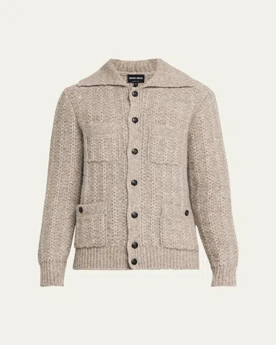 Giorgio Armani Men's 4-pocket Cardigan Jacket In Off White