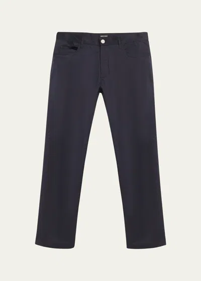 Giorgio Armani Men's 5-pocket Sateen Pants In Solid Blue Navy