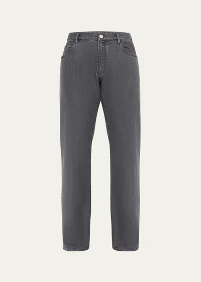 Giorgio Armani Men's 5-pocket Stretch Denim Pants In Solid Black