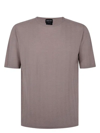 Giorgio Armani Crew Neck Short Sleeves Textured Fabric T-shirt In Multicolor
