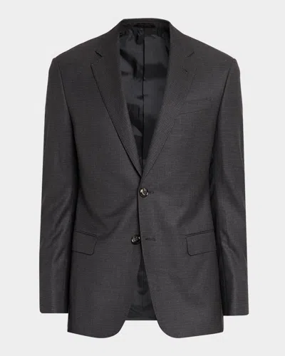 Giorgio Armani Men & Apos;s Soft Line Wool Micro-check Single-breasted Sport Coat In Striped Grey