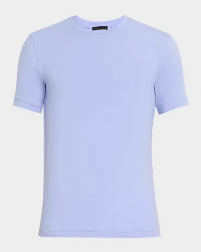 Giorgio Armani Men's Solid Viscose Stretch Jersey T-shirt In Blue