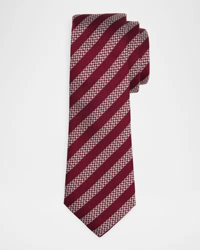 Giorgio Armani Men & Apos;s Woven Stripe Silk Tie In Red