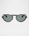 Giorgio Armani Oval Frame Sunglasses In Havana