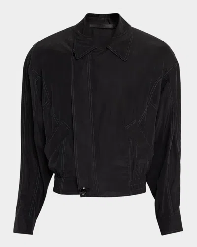GIORGIO ARMANI MEN'S ASYMMETRICAL LYOCELL BOMBER JACKET