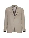 Giorgio Armani Men Beige Linen Canvas Upton Single-breasted Blazer In Neutral