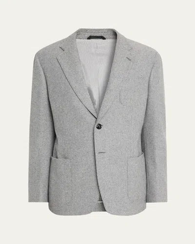 Giorgio Armani Men's Birdseye Cashmere Single-breasted Blazer In Gray