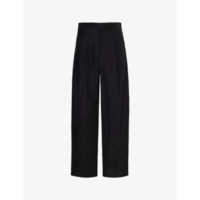 Giorgio Armani Mens Black Beauty Relaxed-fit Straight-leg Woven-blend Trousers
