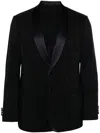 Giorgio Armani Crease-effect Single-breasted Blazer In Black