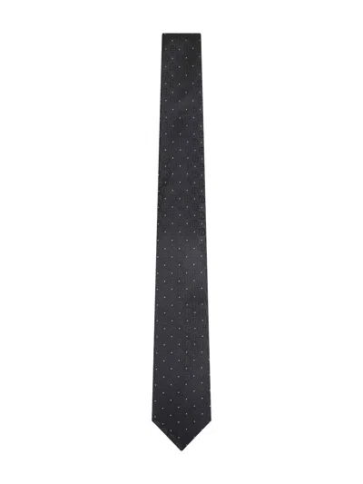 Giorgio Armani Men Black Monogram Jacquard Silk Tie In Multi