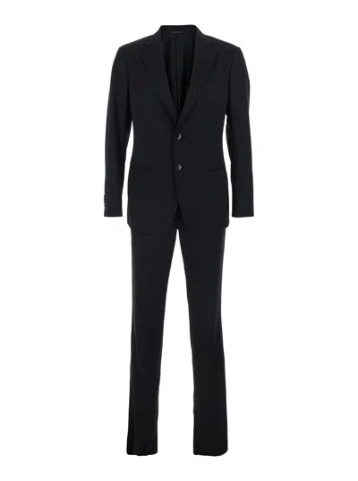 GIORGIO ARMANI GIORGIO ARMANI MEN BLACK SINGLE-BREASTED SUIT WITH CLASSIC LAPELS IN WOOL MAN