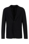 Giorgio Armani Black Stretch Nylon Blazer In Cream
