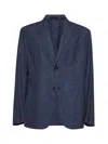 Giorgio Armani Men Blue Canvas Single-breasted Blazer In Blue