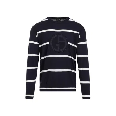 Giorgio Armani Men's Blue Cotton And Cashmere Sweater For Ss24