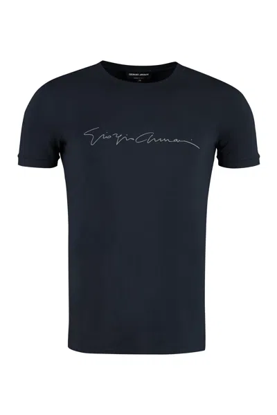 Giorgio Armani Men's Blue Cotton T-shirt For Ss24