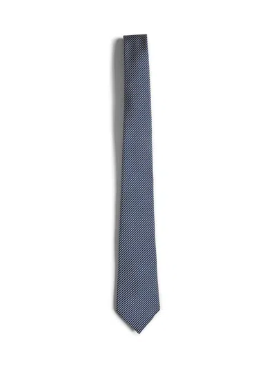 Giorgio Armani Men Blue Jacquard Silk And Cotton Tie