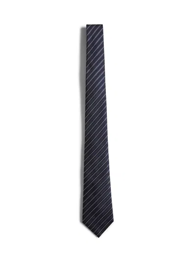 Giorgio Armani Men Blue Jacquard Silk Tie In Black