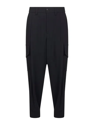 Giorgio Armani Men Cargo Trousers In Virgin Wool Crepe In Multi