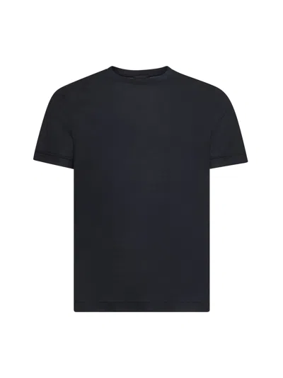 GIORGIO ARMANI GIORGIO ARMANI MEN BLUE VIRGIN WOOL CREWNECK T-SHIRT