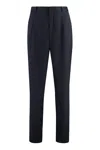 Giorgio Armani Tailored Virgin Wool Trousers In Blue