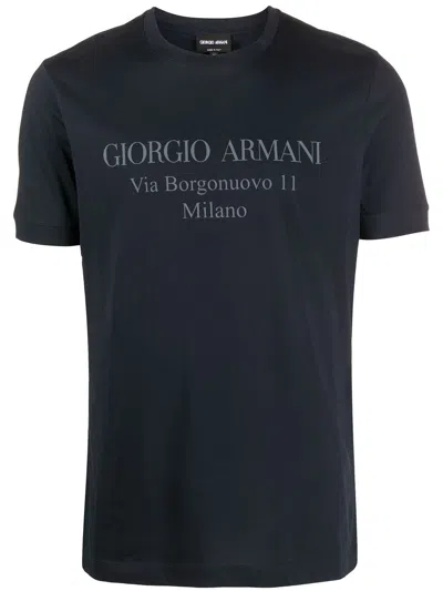 Giorgio Armani Men Borgonuovo 11 Cotton Jersey T-shirt In Blue