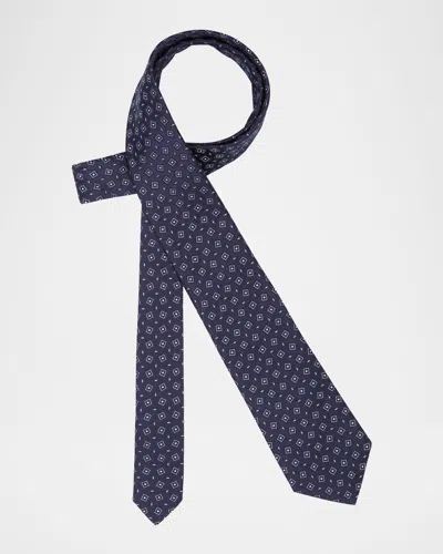 Giorgio Armani Men's Box-jacquard Silk Tie In Blue