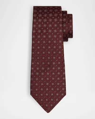 Giorgio Armani Men's Box-jacquard Silk Tie In Red