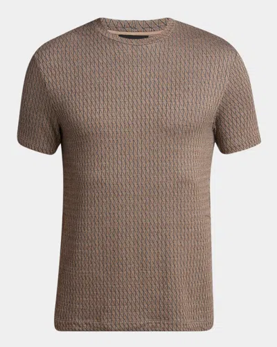 GIORGIO ARMANI MEN'S BOX-JACQUARD VISCOSE STRETCH CREWNECK T-SHIRT