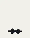 Giorgio Armani Silk Pre-tied Bowtie In Solid Blue Navy