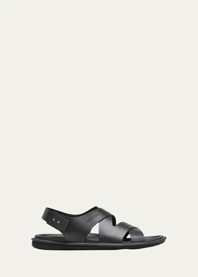 GIORGIO ARMANI MEN'S CALF LEATHER SANDALS