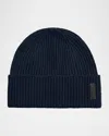 Giorgio Armani Men's Cashmere And Wool Cuff-label Beanie Hat In Blue