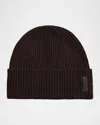 Giorgio Armani Men's Cashmere And Wool Cuff-label Beanie Hat In Brown