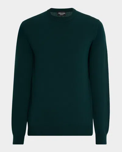 Giorgio Armani Men's Cashmere Crewneck Sweater In Green