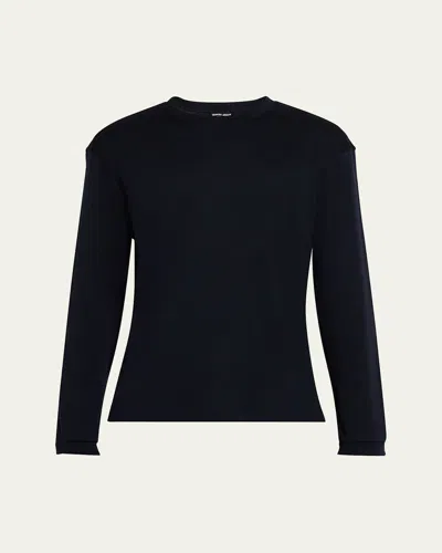 Giorgio Armani Men's Cashmere Crewneck Sweater In Solid Blue Navy