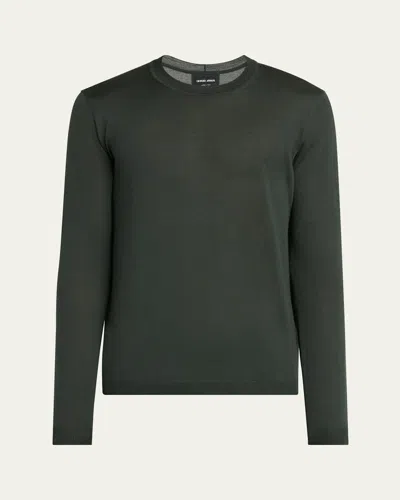 Giorgio Armani Men's Cashmere Knit Crewneck Sweater In Black